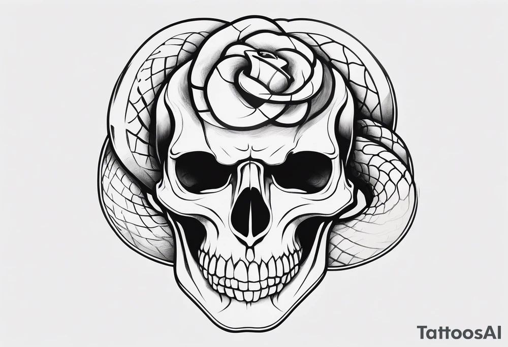 Snake on skull head tattoo idea