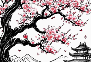 I love you in another language with cherry blossom trees coming im and out of it tattoo idea