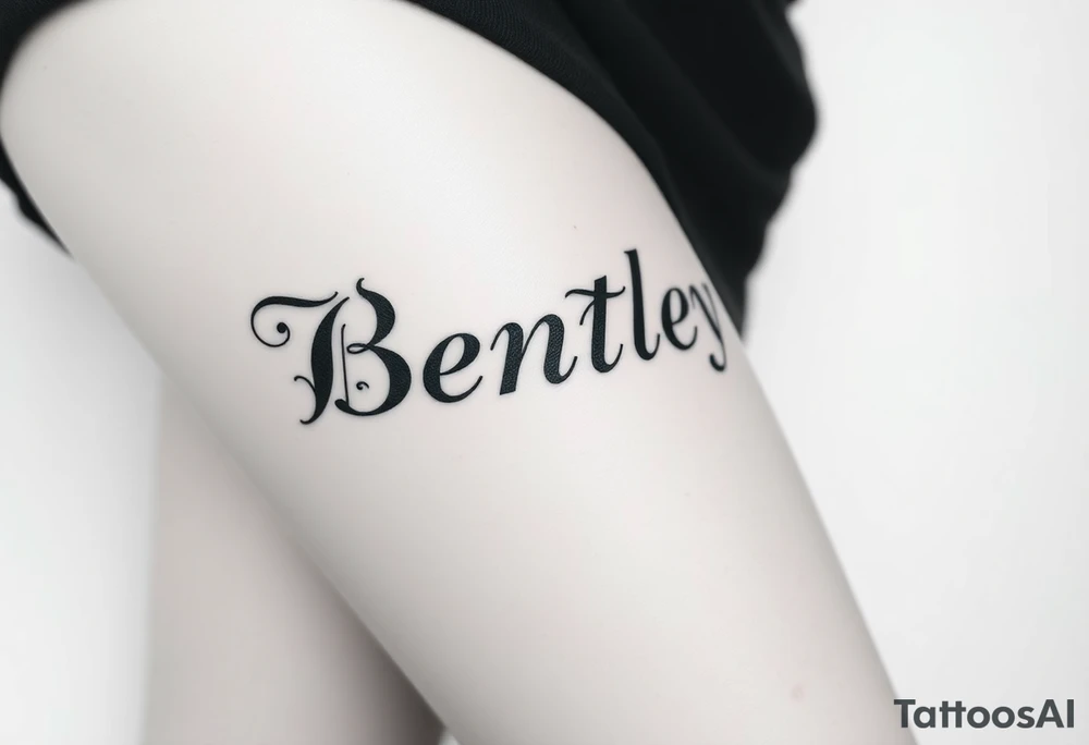 My son's name, Bentley, in Old English font tattoo idea