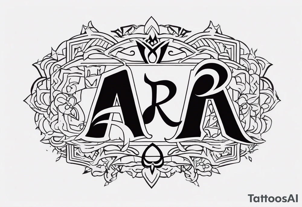 the letters A R in the middle of a ninja headband tattoo idea