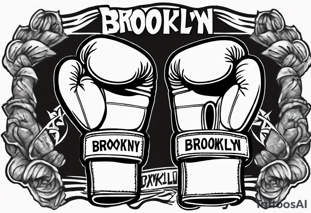 pair of boxing gloves in cartoon style with Brooklyn wording tattoo idea