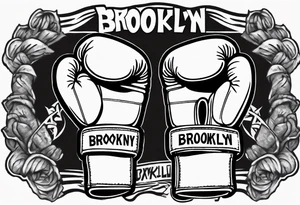 pair of boxing gloves in cartoon style with Brooklyn wording tattoo idea
