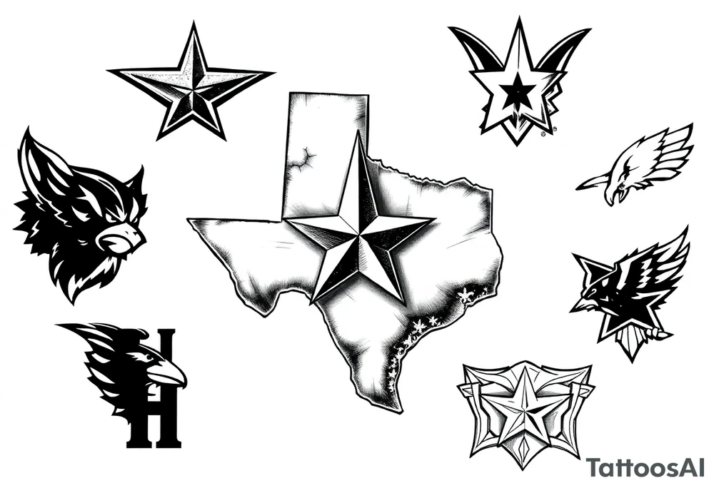 Combine all athletics Houston team logos into one nice one giant Texas tattoo idea