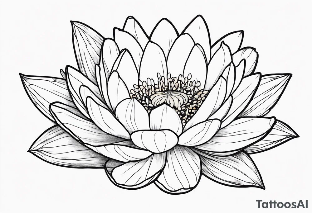 Larkspur and water lily bouquet tattoo idea