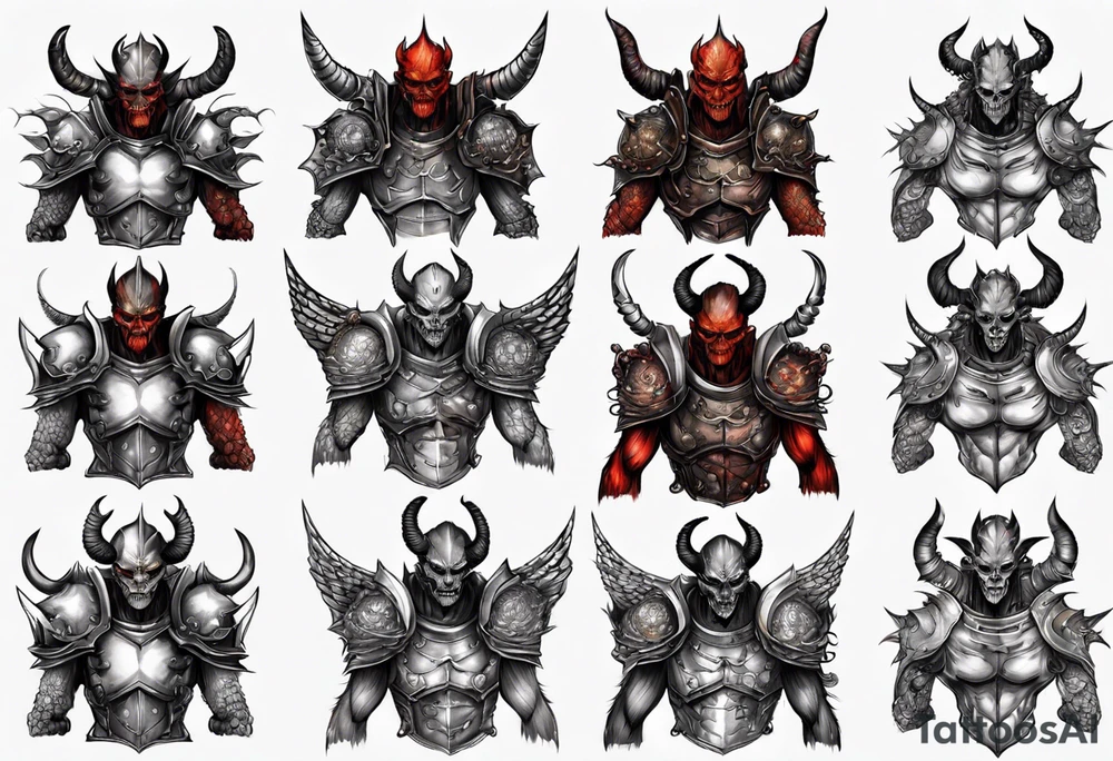 Demon in armor tattoo idea