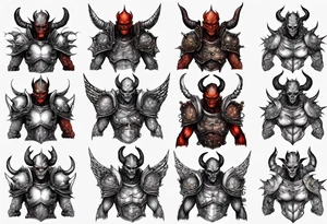 Demon in armor tattoo idea