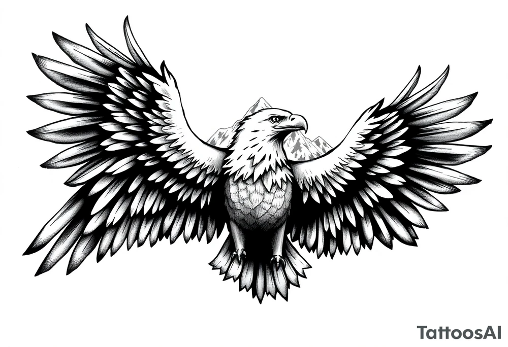 majestic eagle spreading wings against mountain peaks tattoo idea majestic eagle spreading wings against mountain peaks tattoo idea