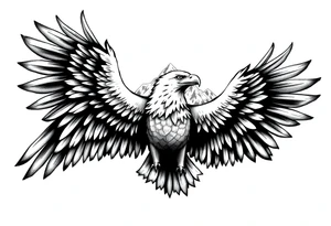 majestic eagle spreading wings against mountain peaks tattoo idea