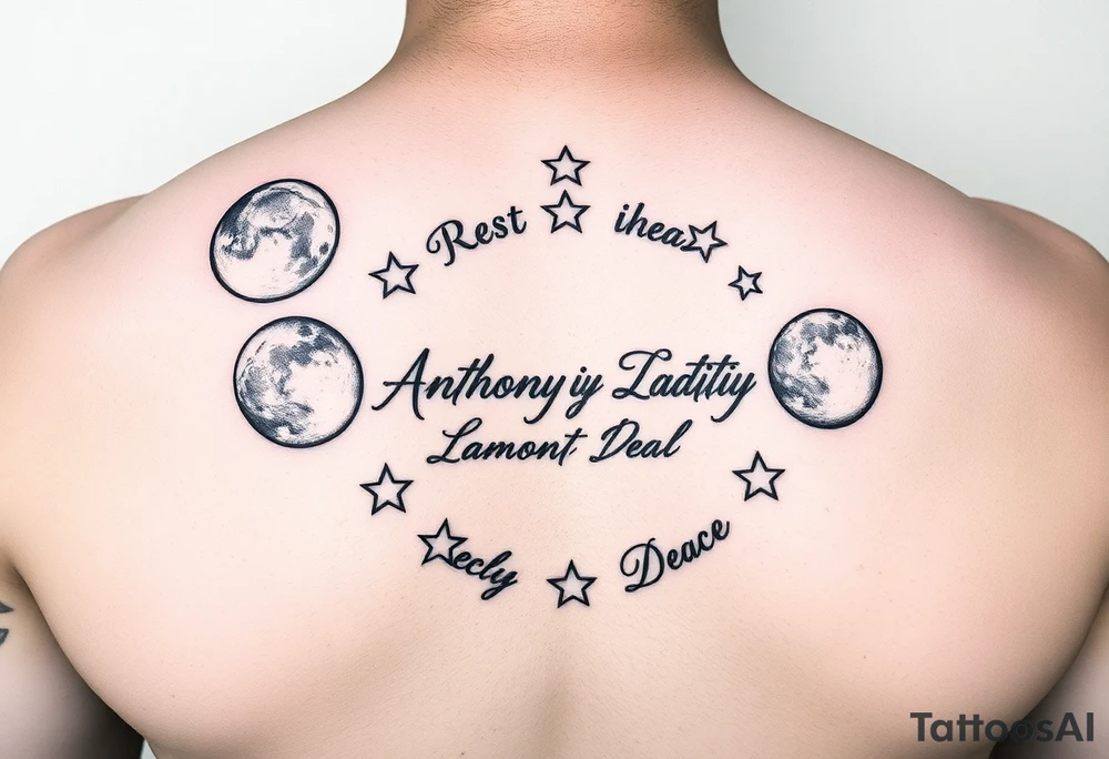 Rest in Peace
Anthony Lamont Deal 
surrounded by moons and stars tattoo idea