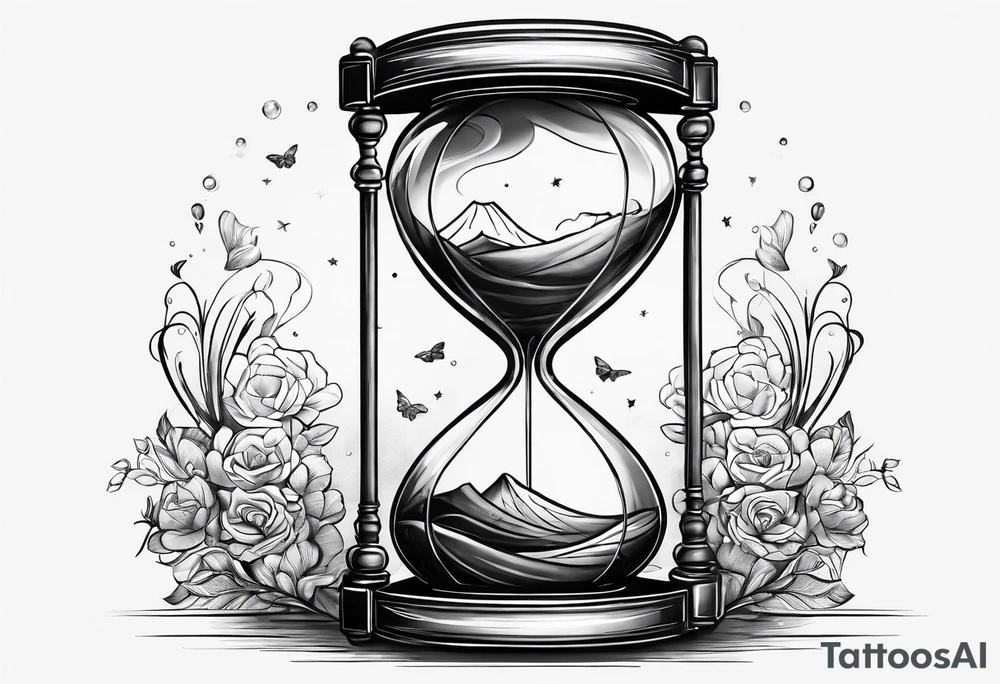 carpe diem hour glass that represent kid adult old tattoo idea