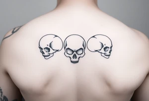 Simple outline of skulls back piece tattoo idea