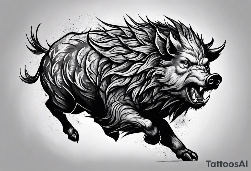 front angry boar tattoo idea