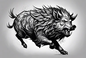 front angry boar tattoo idea
