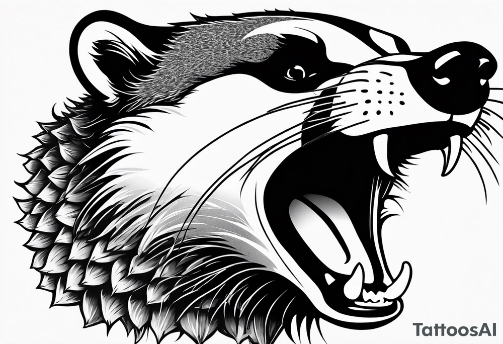 badger mouth open tattoo idea