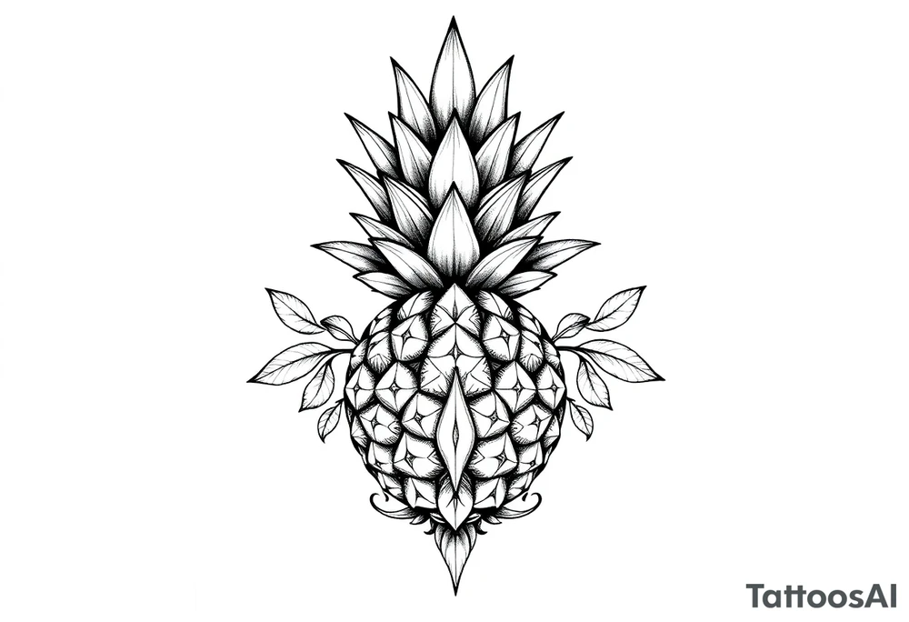 Bushy crown pineapple vagina, design to go over vagina , erotic vagina area design, anus to be at the bottom tattoo idea