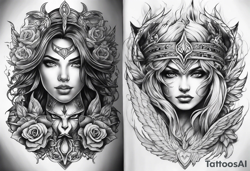 Good vs evil tattoo idea