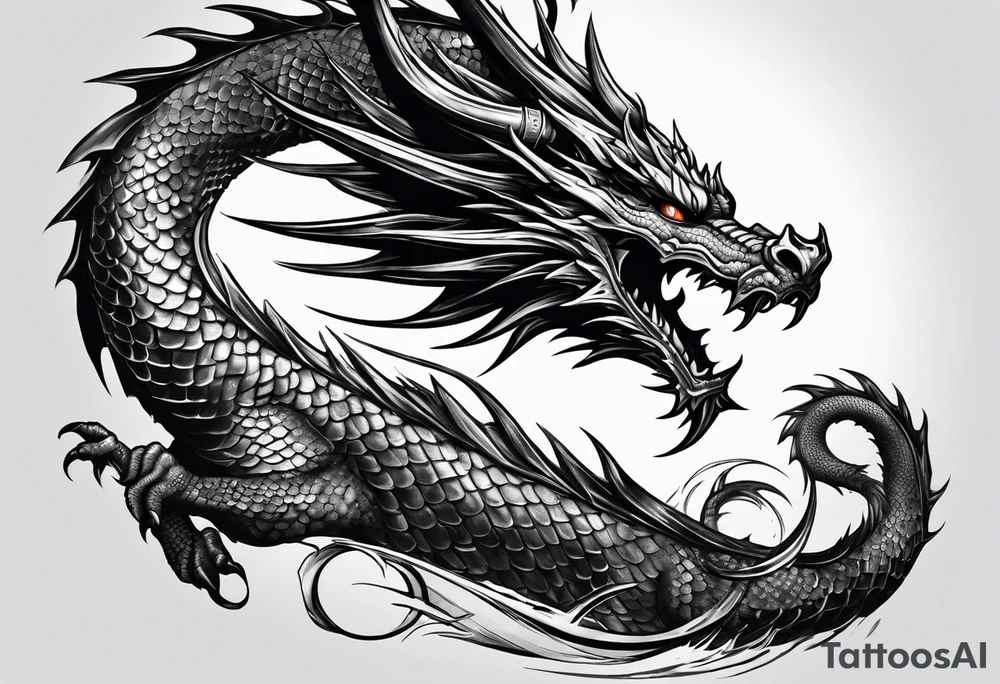 Dragon without wing is wrapped around a sword tattoo idea Dragon without wing is wrapped around a sword tattoo idea
