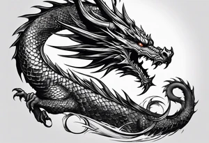 Dragon without wing is wrapped around a sword tattoo idea