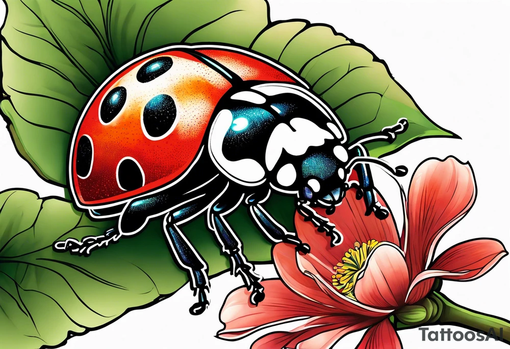 Lady bug on a branch tattoo idea