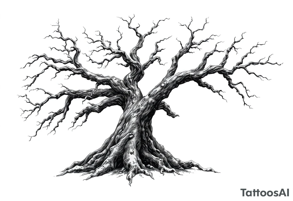 old dead majestic tree tattoo idea