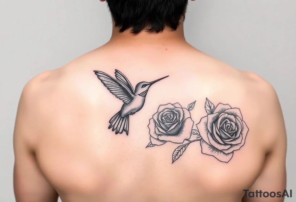 A tattoo with the name Debby Deguzman with a humming bird and a rose tattoo idea