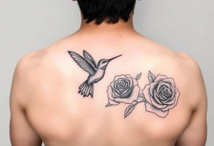 A tattoo with the name Debby Deguzman with a humming bird and a rose tattoo idea