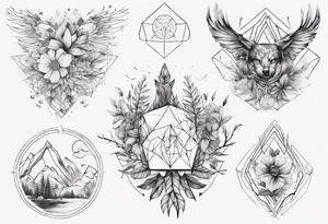 Back tattoo fine line with nature and some
Colors tattoo idea