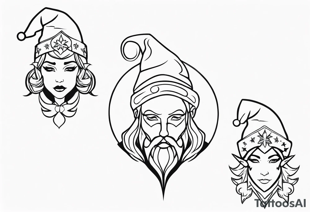 santa elves silhouettes tattoo idea