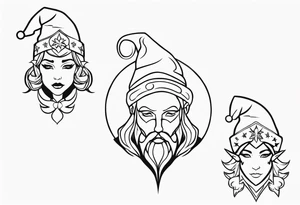 santa elves silhouettes tattoo idea