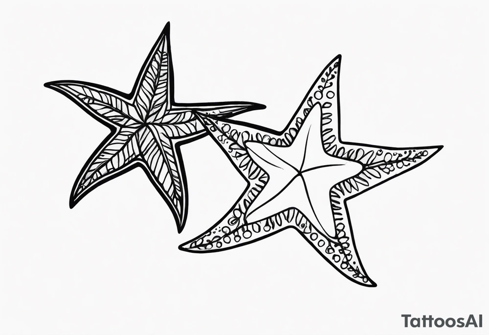 Two different star fish with olive branch behind tattoo idea Two different star fish with olive branch behind tattoo idea