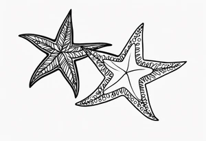 Two different star fish with olive branch behind tattoo idea