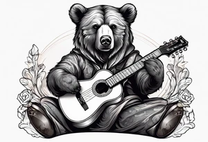 bear playing guitar tattoo idea