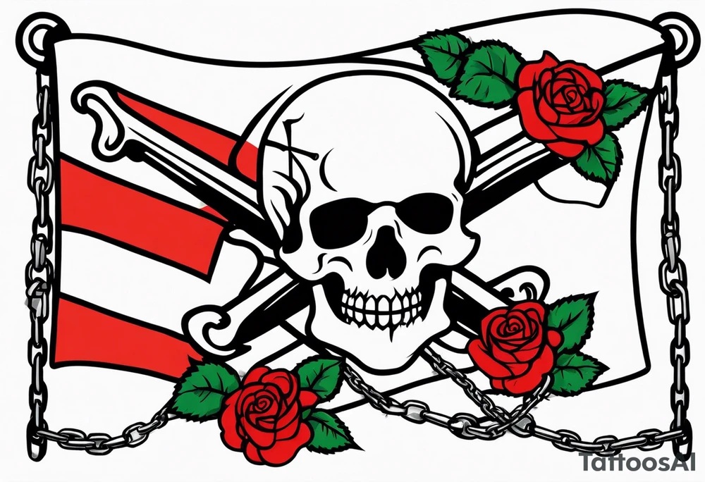 Pirate flags with chains and roses tattoo idea