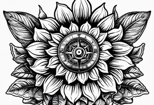 Sunflower and a compass, with the words "To Thine Own Self Be True" tattoo idea