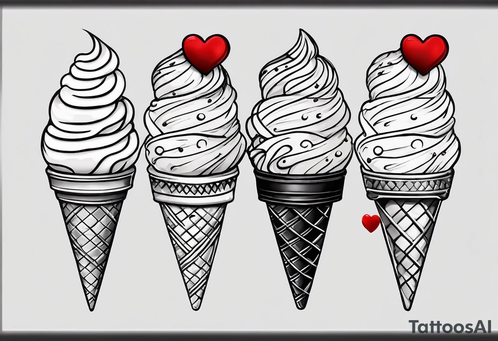 small ice cream cone with small red heart on it somewhere while representing Scotland tattoo idea