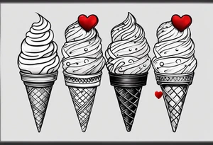 small ice cream cone with small red heart on it somewhere while representing Scotland tattoo idea