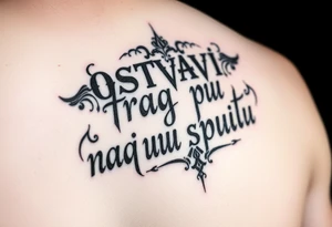 Make an arm tattoos with and or representing the words ostavi trag na putu svom tattoo idea