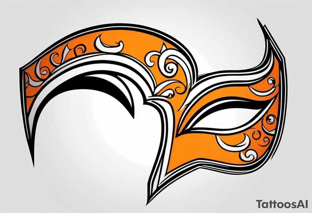 Unhappy Masquerade mask that is orange and black simple tattoo idea