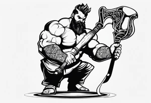 full body drawing of a giant holding a club tattoo idea