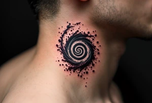A smoke-gray spiral dissolving into specks of maroon, portraying release and change. tattoo idea