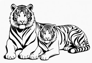 two thai tiger bodies vertical tattoo idea