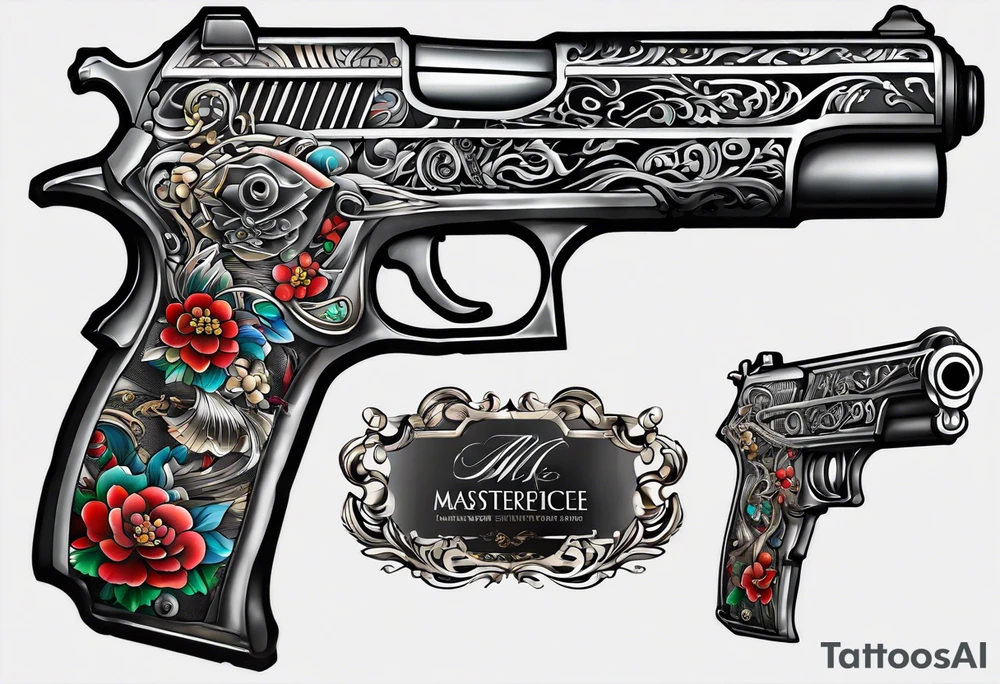 Japanese gun tattoo idea