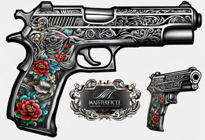 Japanese gun tattoo idea