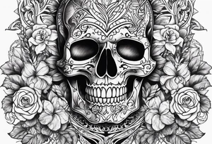 black and white skeleton tattoo idea
