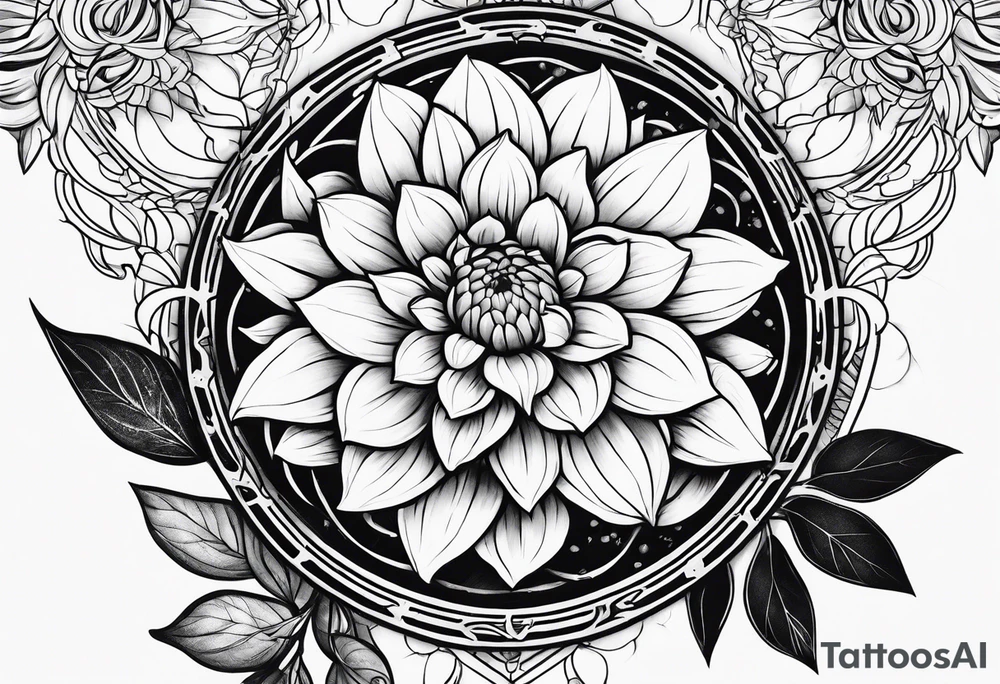 Oroborus and dahlia tattoo idea