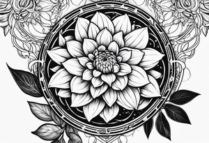 Oroborus and dahlia tattoo idea
