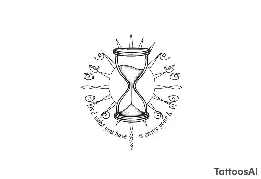 live with what you have and enjoy it to the fullest, hourglass, sun shines down tattoo idea