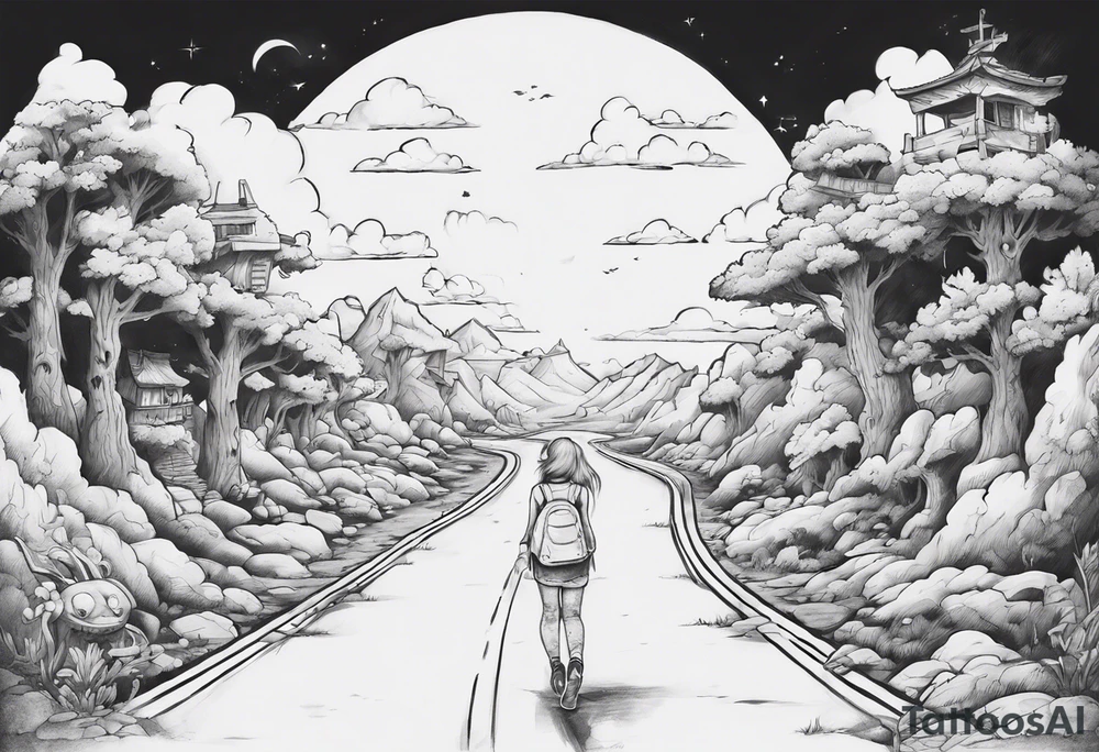 “I took another step, as I walk out the door on this endless road behind me” tattoo idea