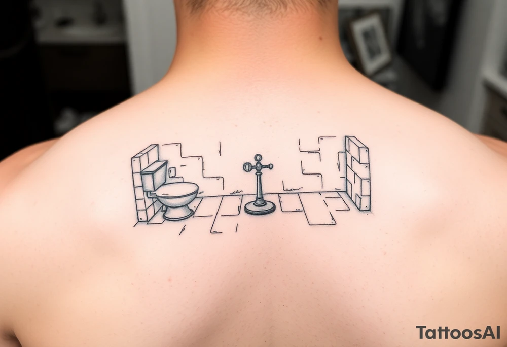 bathroom floor scene with symbol of hope tattoo idea