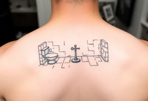 bathroom floor scene with symbol of hope tattoo idea
